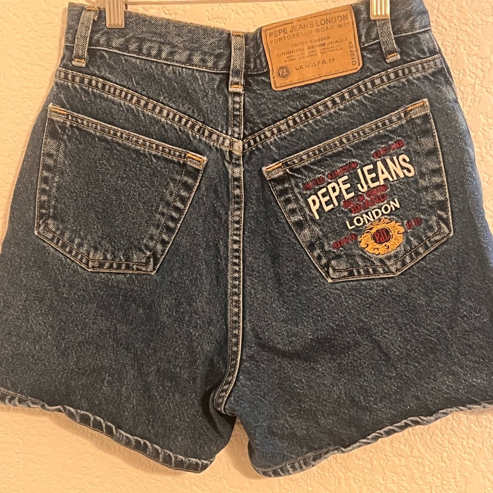 Pepe Jeans Women's Dark Blue Embroidered Jean Shorts